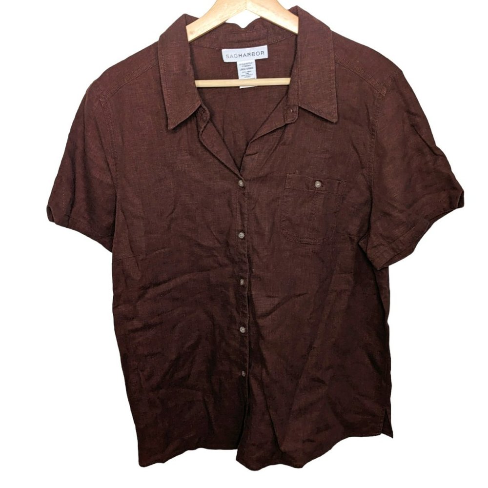 Sag Harbor Brown linen Shirt